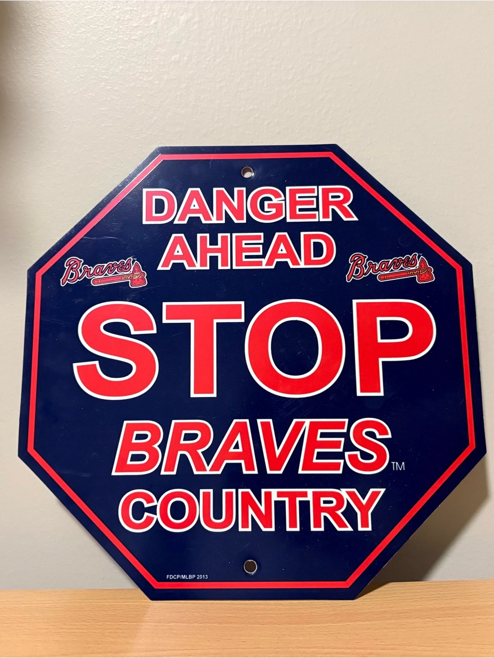 MLB Atlanta Braves Team Stop Sign 12"x12" Styrene Plastic by Fremont Die